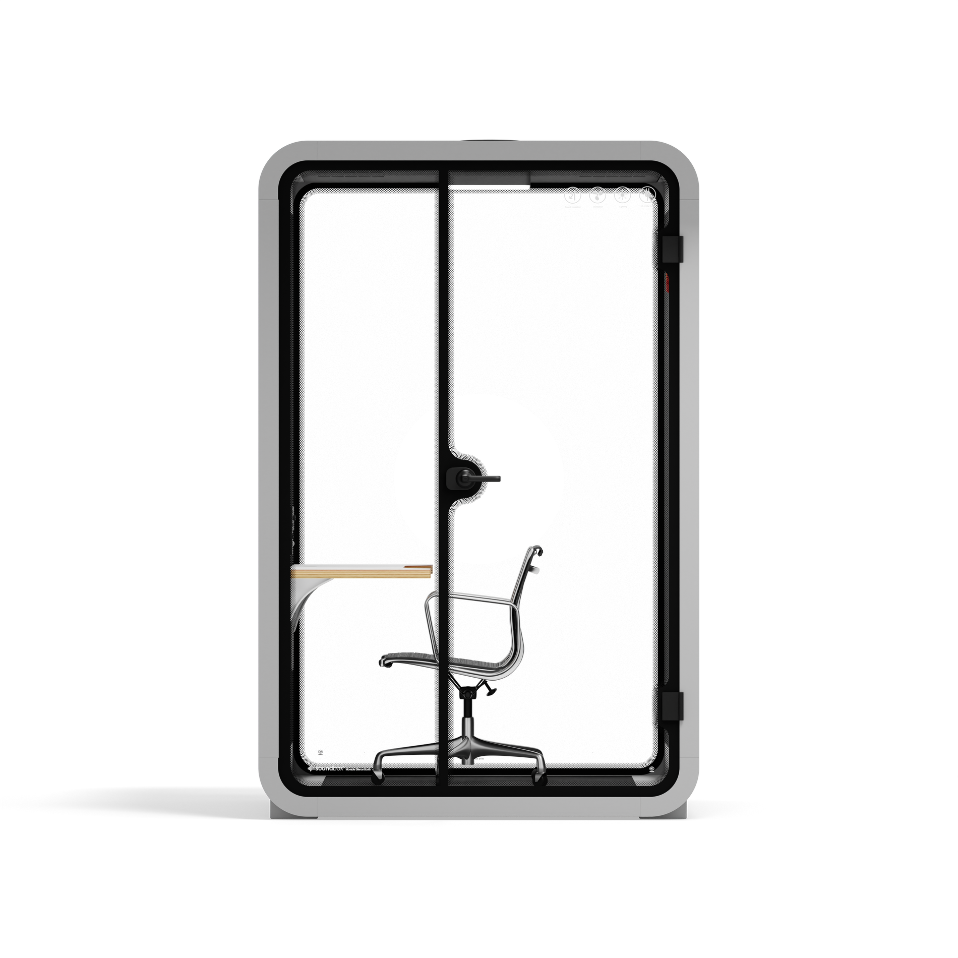 Quell Cabina telefonica da ufficio per due personeGrigio chiaro / Grigio scuro / Postazione di lavoro + sedia ufficio di design