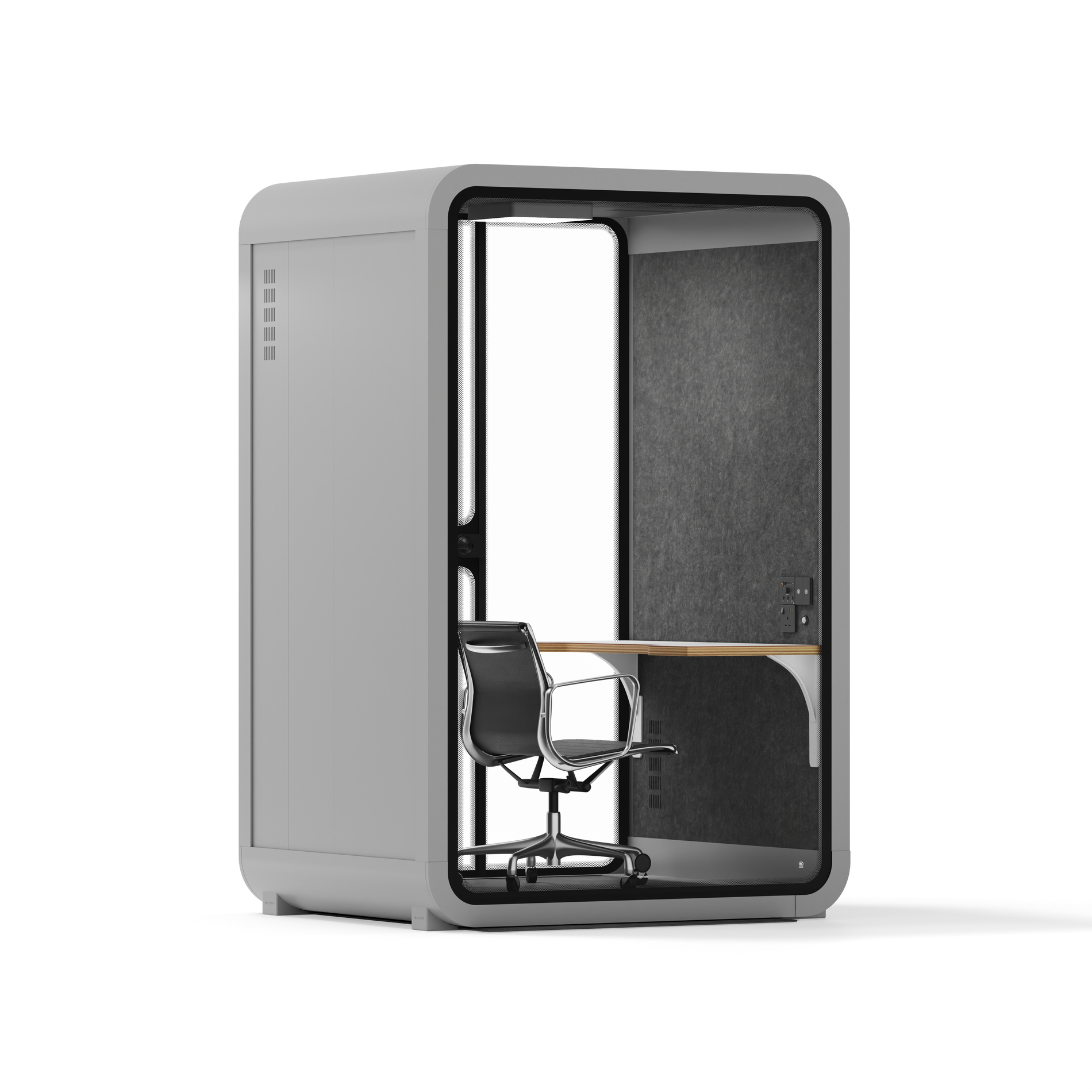 Quell Cabina telefonica da ufficio per due personeGrigio chiaro / Grigio scuro / Postazione di lavoro + sedia ufficio di design