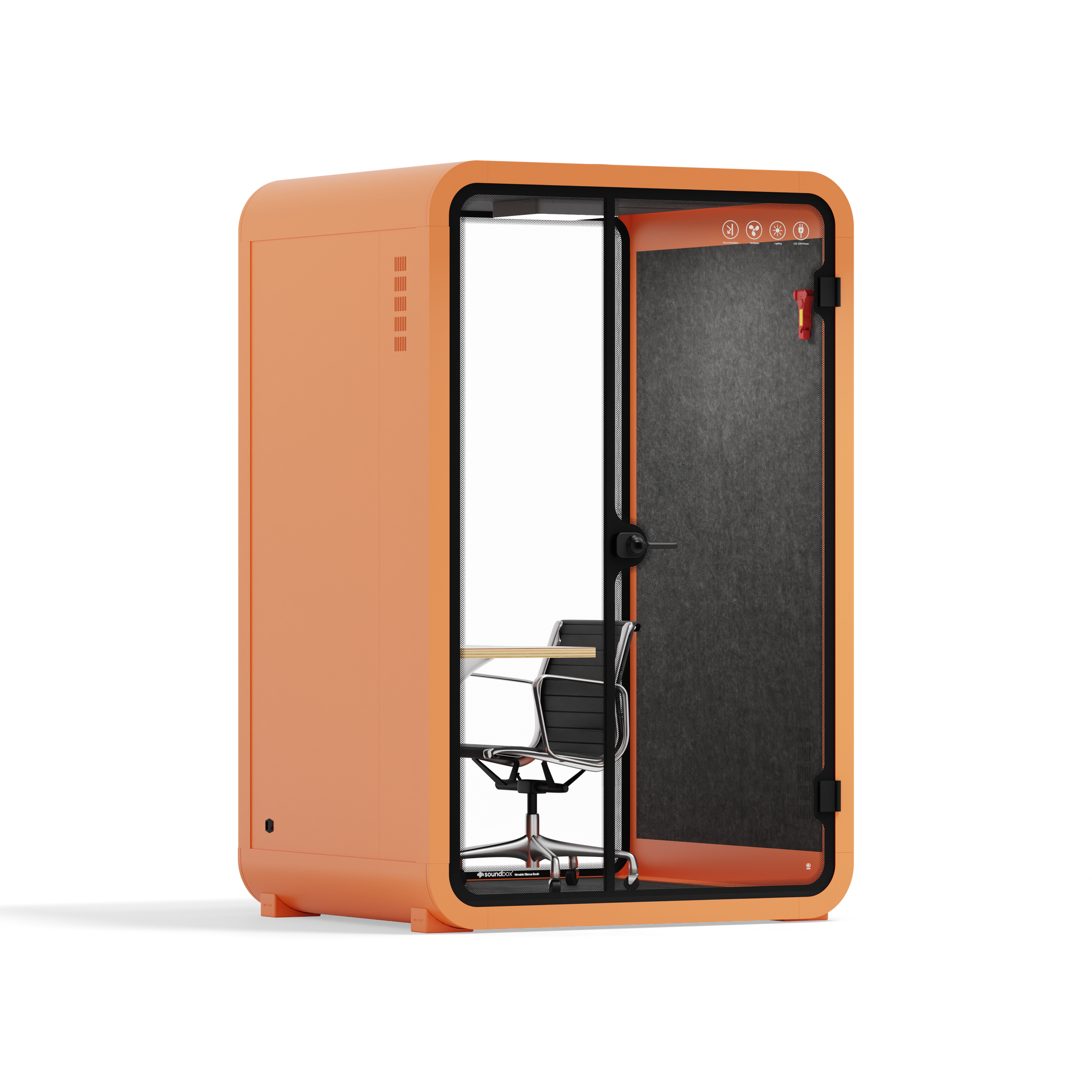 Quell Cabina telefonica da ufficio per due personeArancione / Grigio scuro / Postazione di lavoro + sedia ufficio di design
