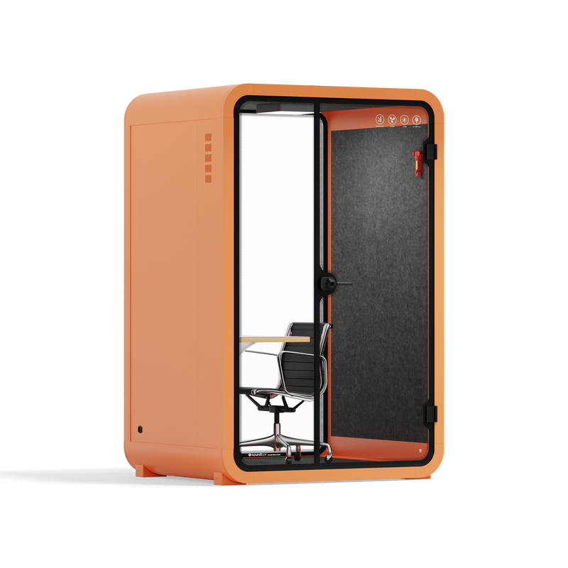 Office Phone Booth Quell - 2 PersonOrange / Dark Gray / Work Station + Designer Office Chair