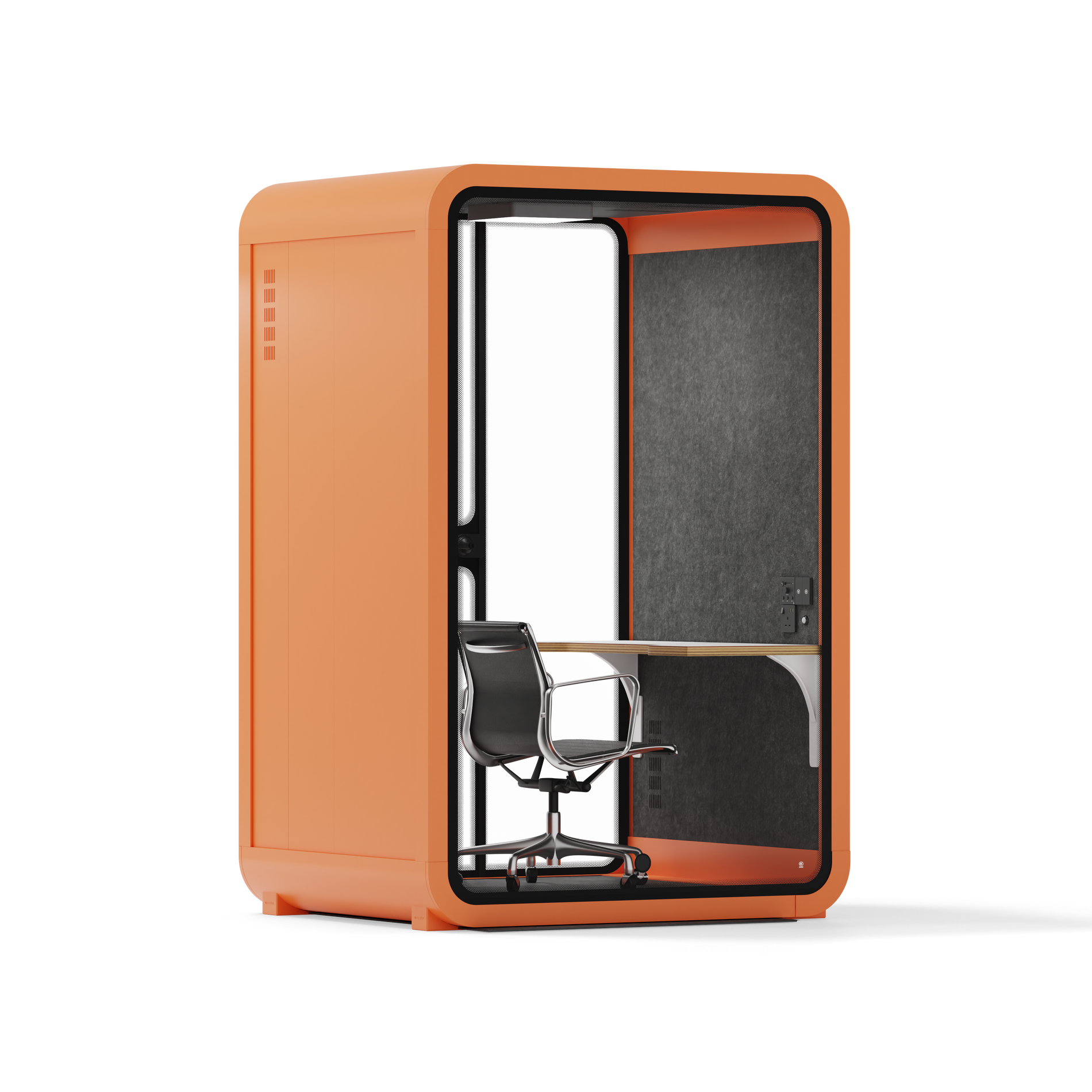 Quell Cabina telefonica da ufficio per due personeArancione / Grigio scuro / Postazione di lavoro + sedia ufficio di design