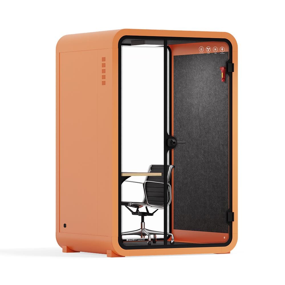 Kontortelefonboks Quell - 2 personerOrange / Dark Gray / Work Station + Designer Office Chair