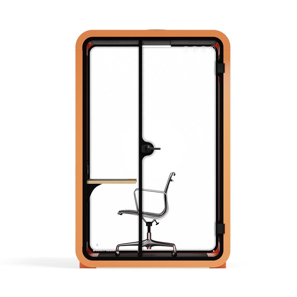 Quell - Office Pod - 2 PersonOrange / Dark Gray / Work Station + Designer Office Chair