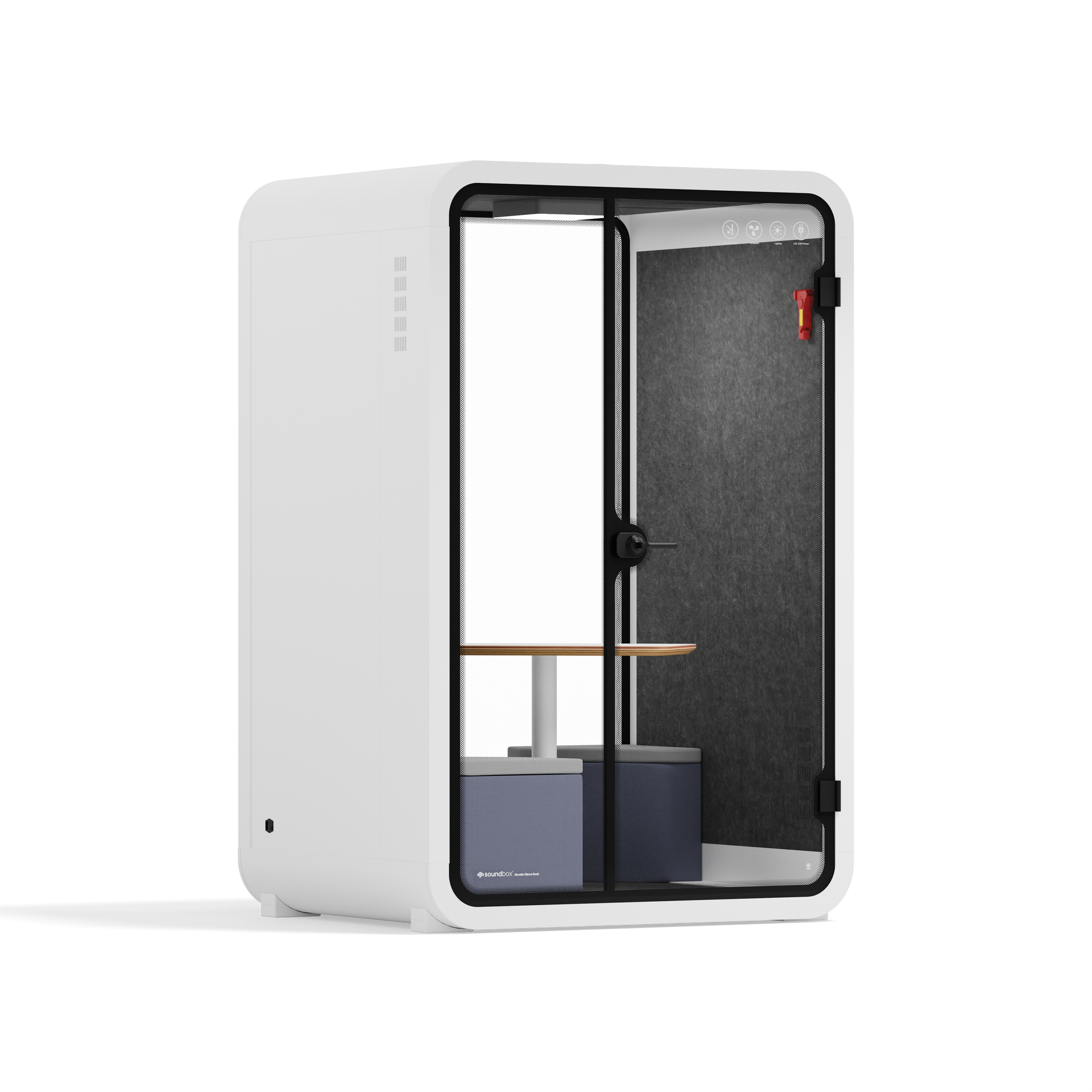 Quell Cabina telefonica da ufficio per due personeBianco / Grigio scuro / Sala riunioni + tavolo + sgabello angolare