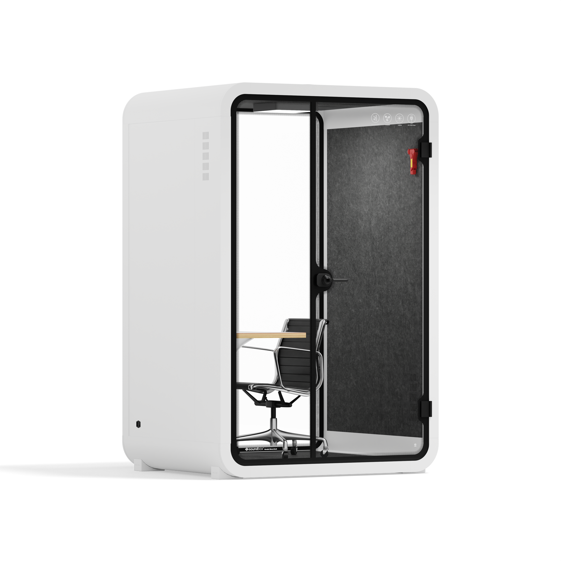 Quell Cabina telefonica da ufficio per due personeBianco / Grigio scuro / Postazione di lavoro + sedia ufficio di design