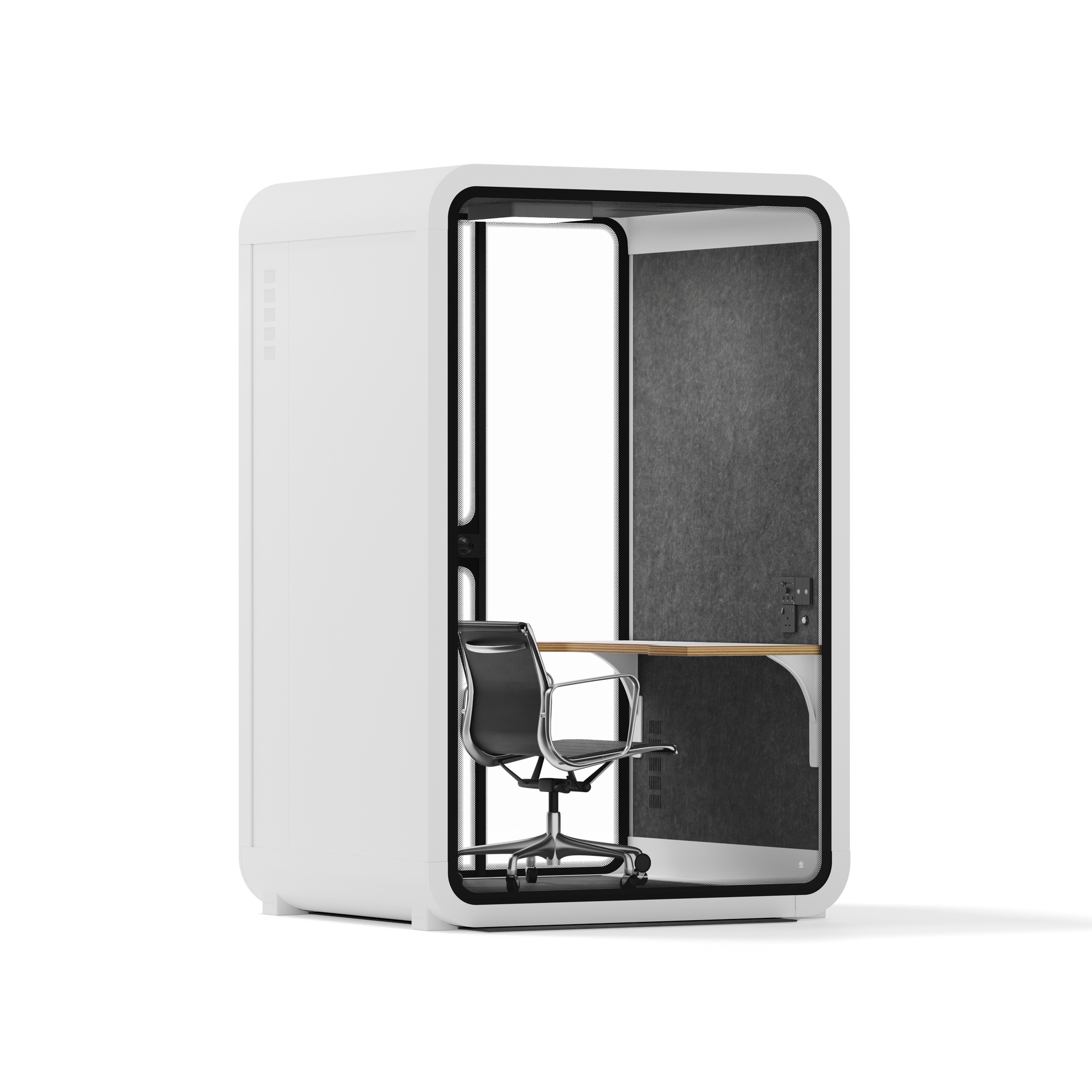 Quell Cabina telefonica da ufficio per due personeBianco / Grigio scuro / Postazione di lavoro + sedia ufficio di design