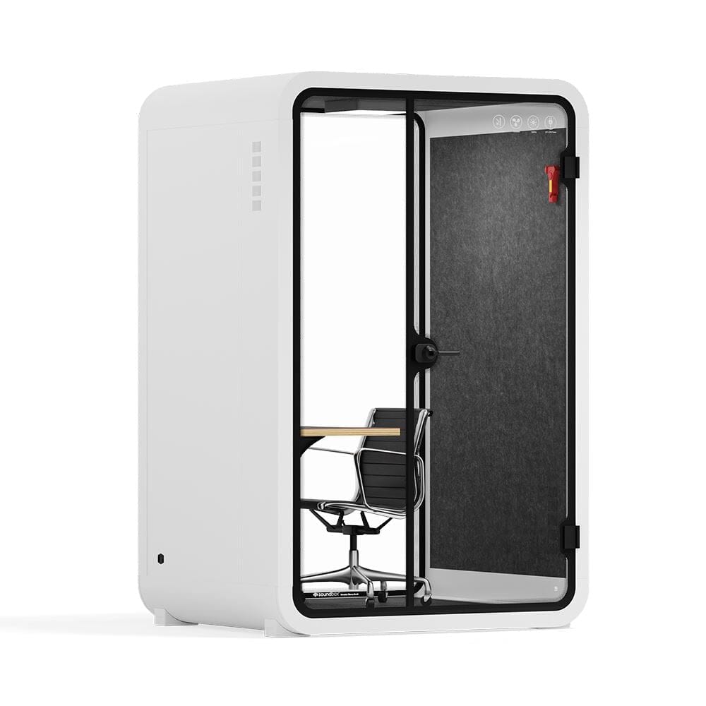 Quell - Office Pod - 2 PersonWhite / Dark Gray / Work Station + Designer Office Chair
