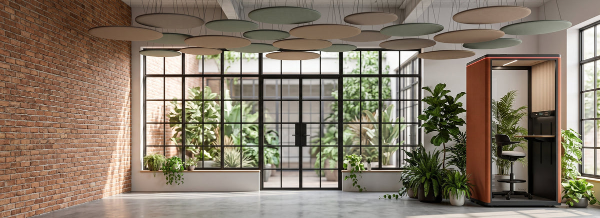 Omni office booth in a bright loft office