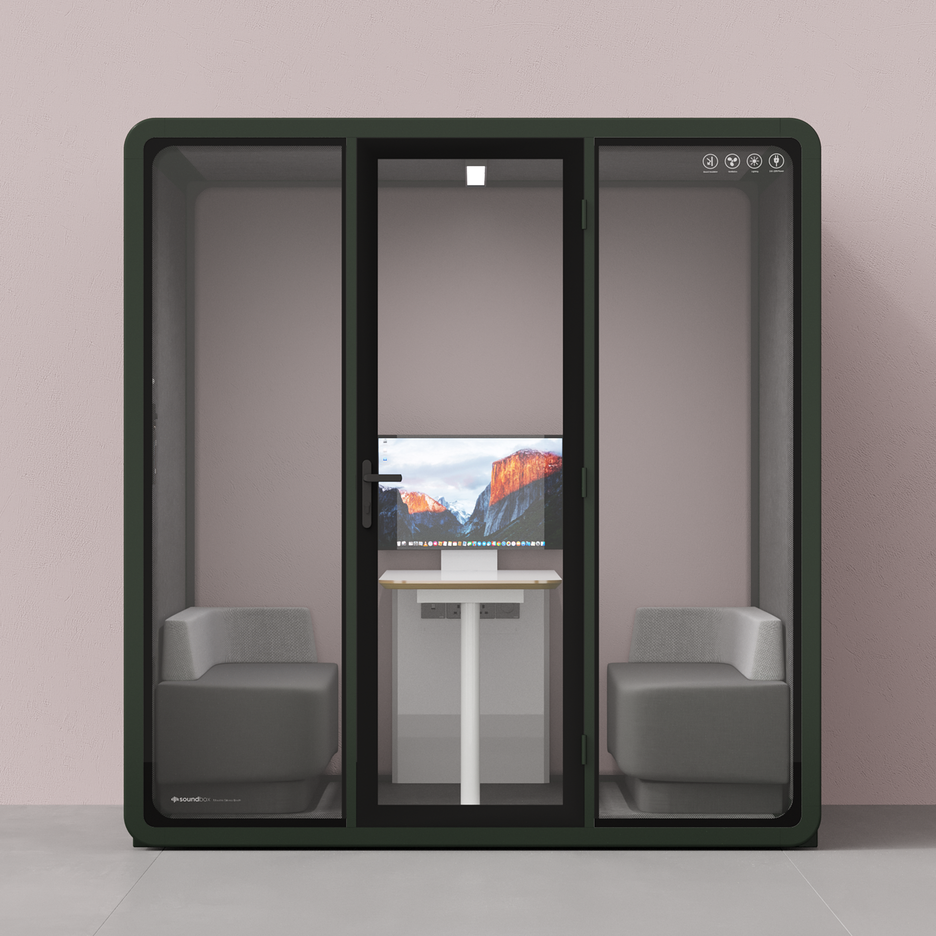 Quell - Coworker - 6-osobowa kabina konferencyjnaDark Green / Dark Grey / Furniture Set 1