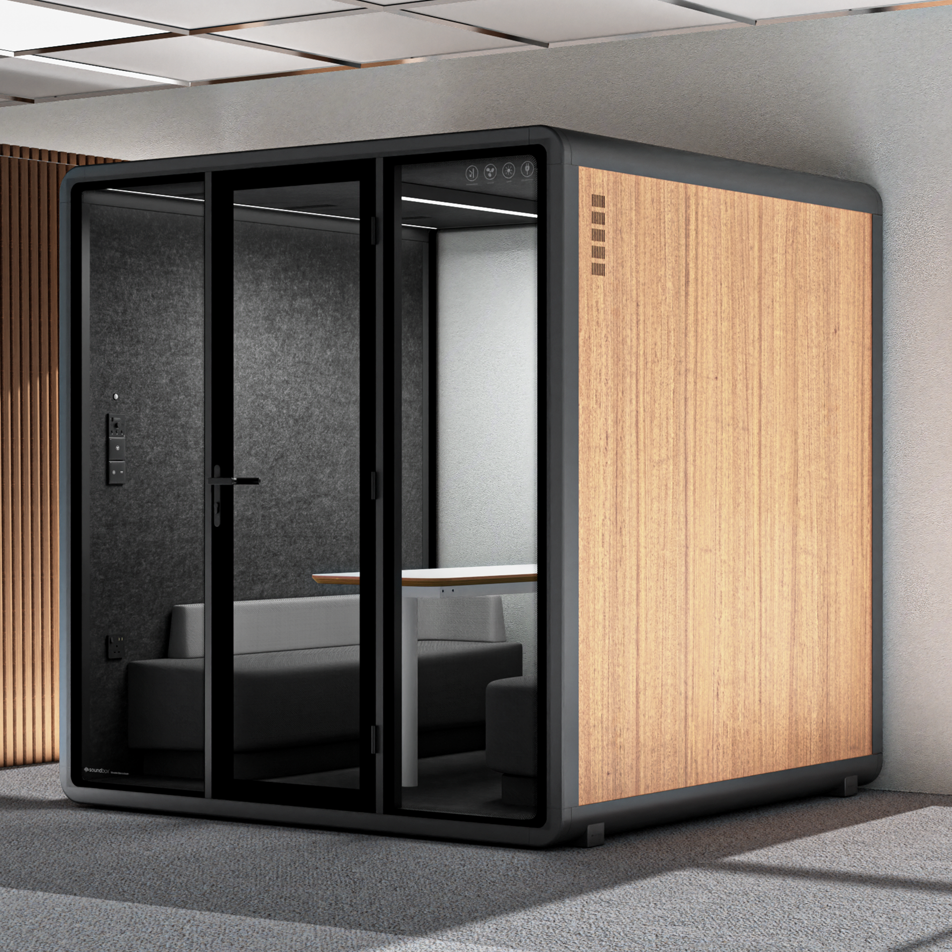 Quell - Coworker - 6-osobowa kabina konferencyjnaWooden / Dark Grey / Furniture Set 1