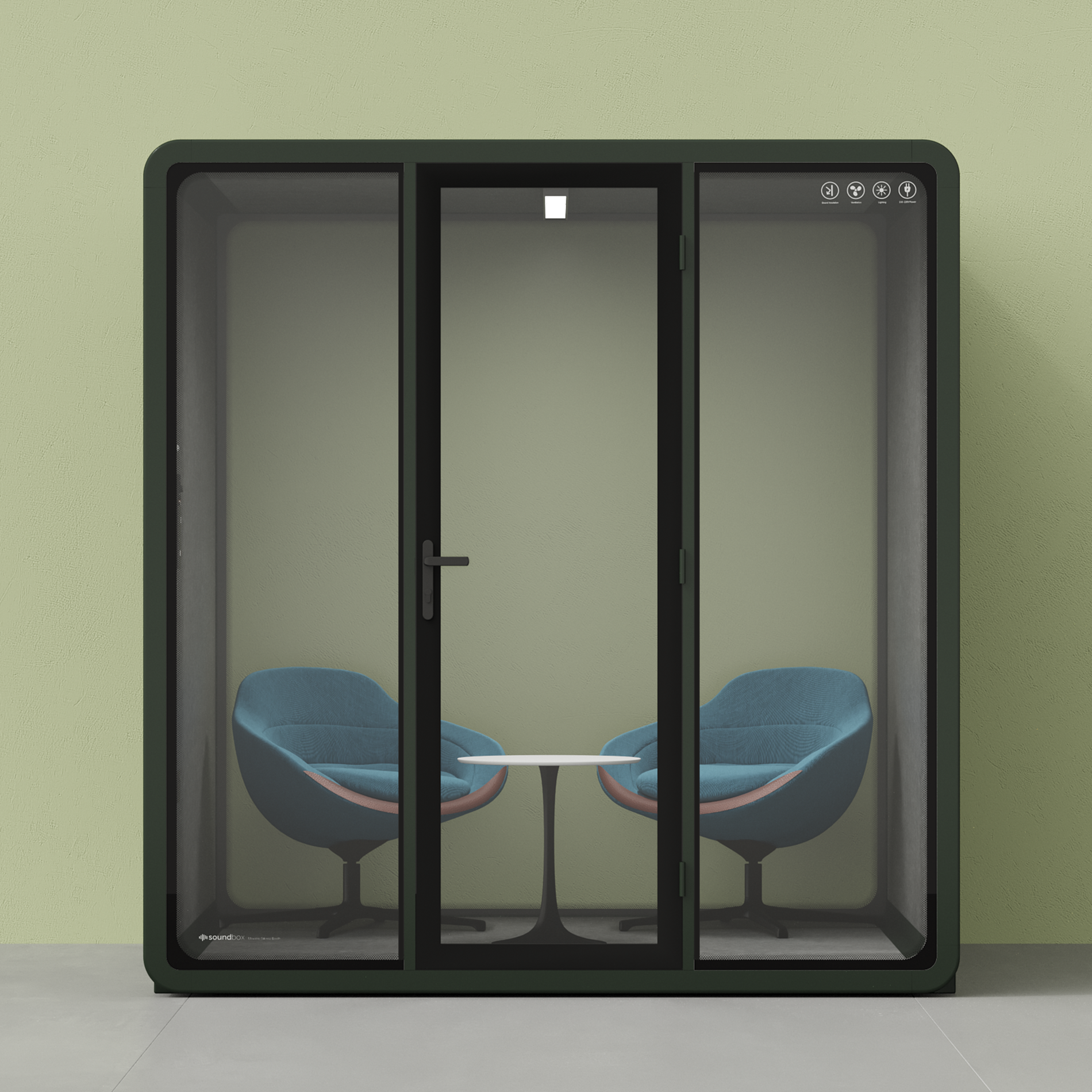Quell - Coworker - 6-osobowa kabina konferencyjnaDark Green / Dark Grey / Furniture Set 2