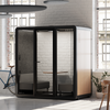 Quell Demi Plus acoustic pod by Soundbox Store – rear exterior showing ventilation exhaust grille and cable routing panel