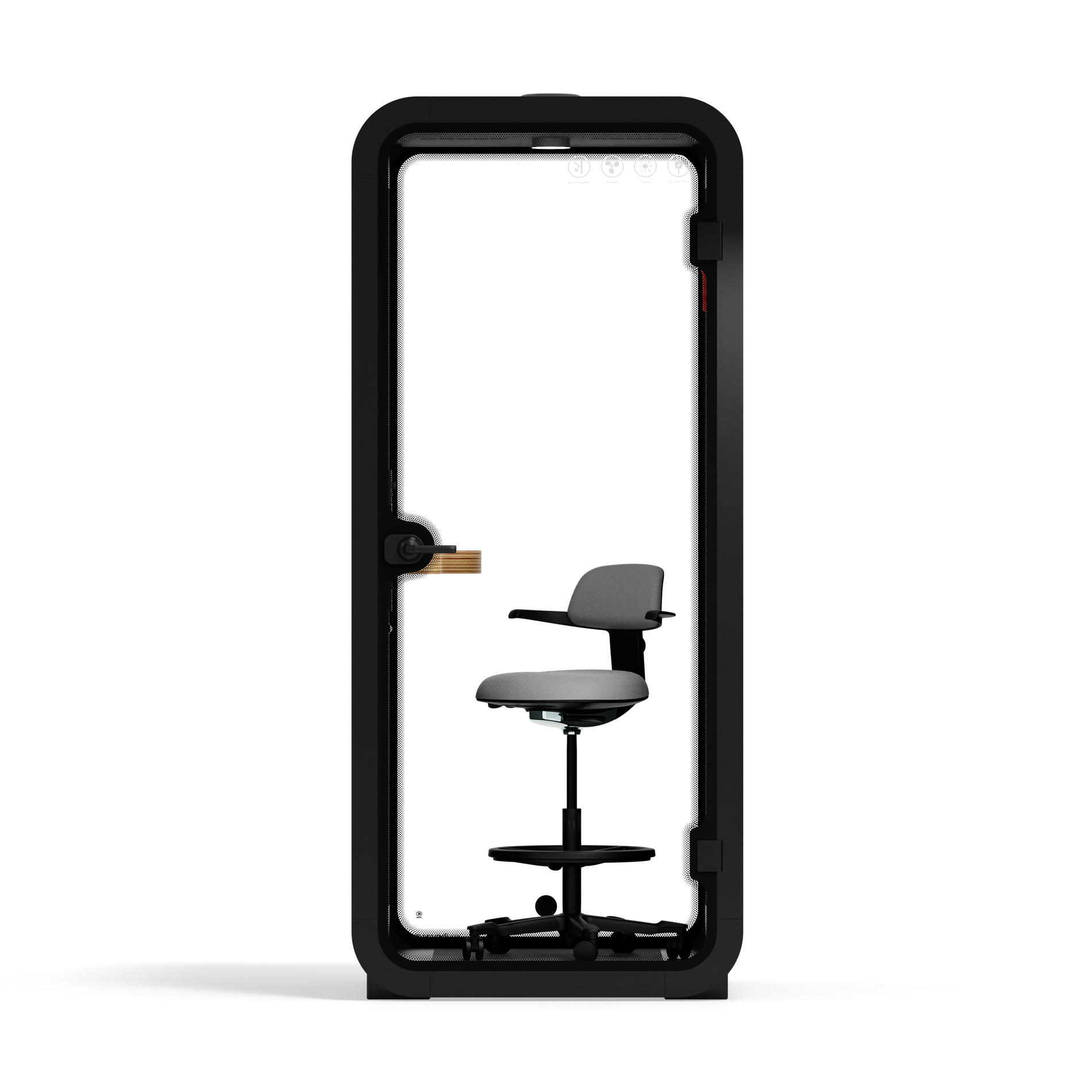 Quell Acoustic Phone BoothBlack / Dark Grey / With Furniture