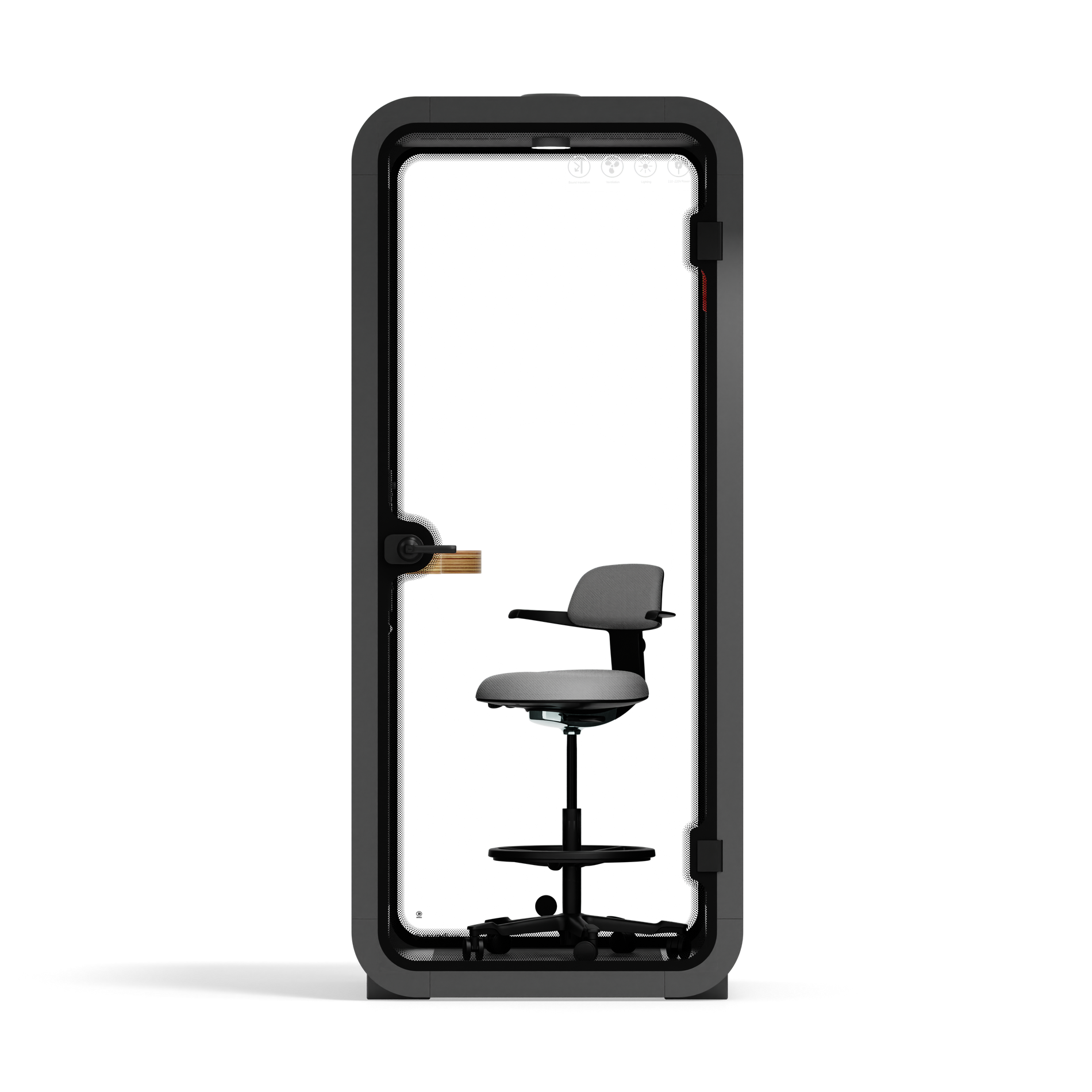 Quell Acoustic Phone BoothWooden / Dark Grey / With Furniture