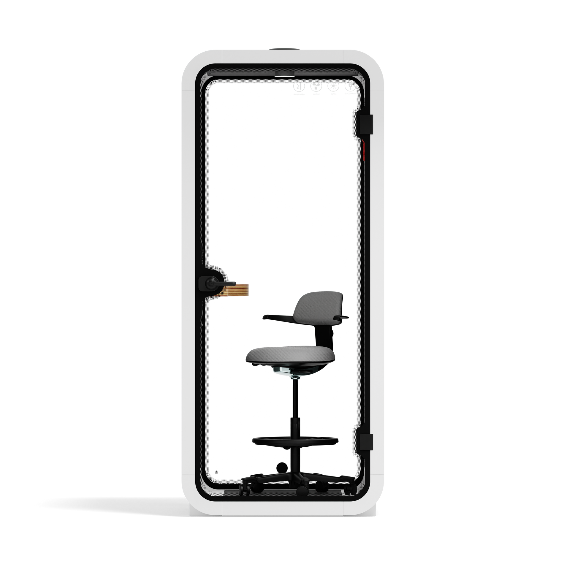 Quell Acoustic Phone BoothWhite / Dark Grey / With Furniture