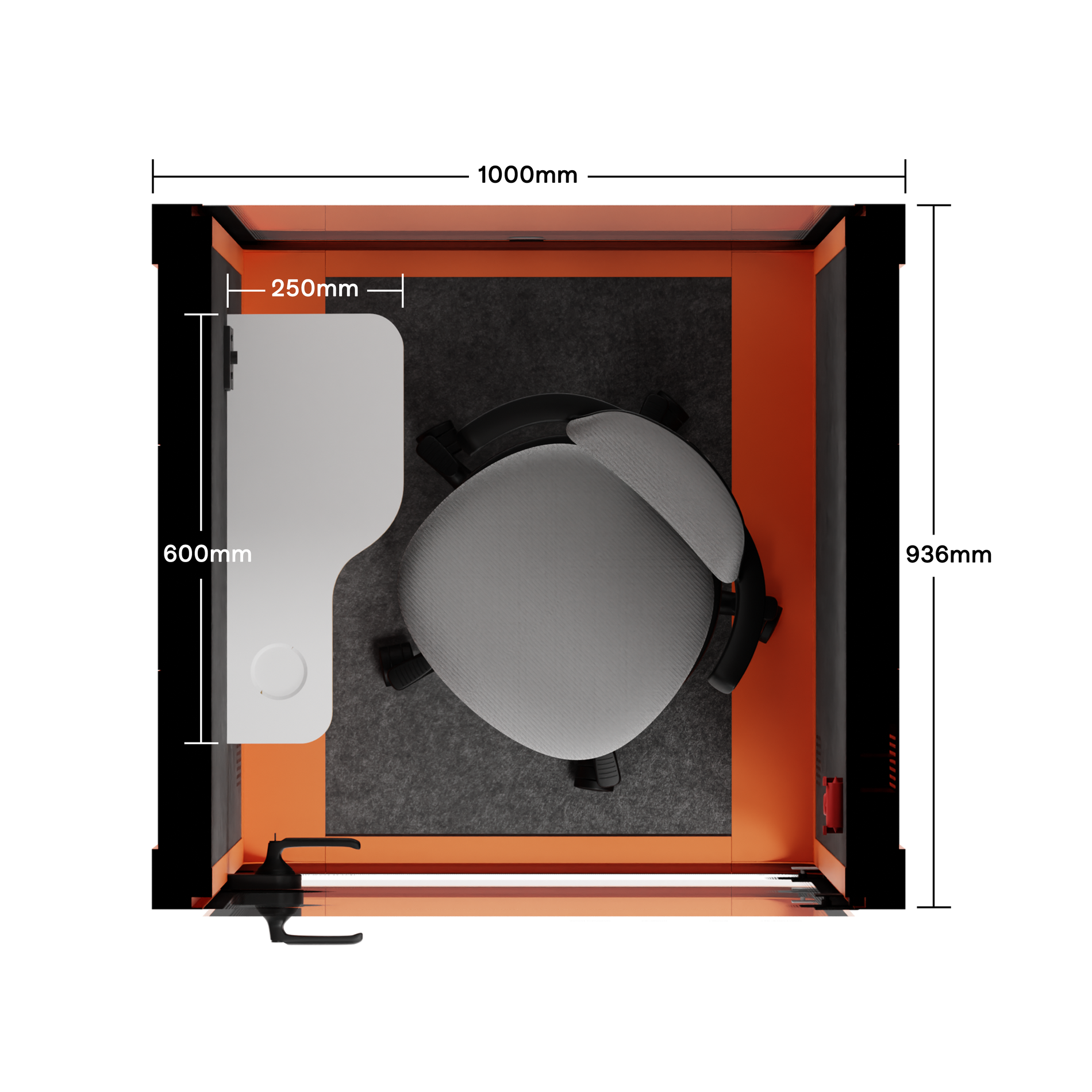 Quell Acoustic Phone BoothOrange / Dark Grey / With Furniture