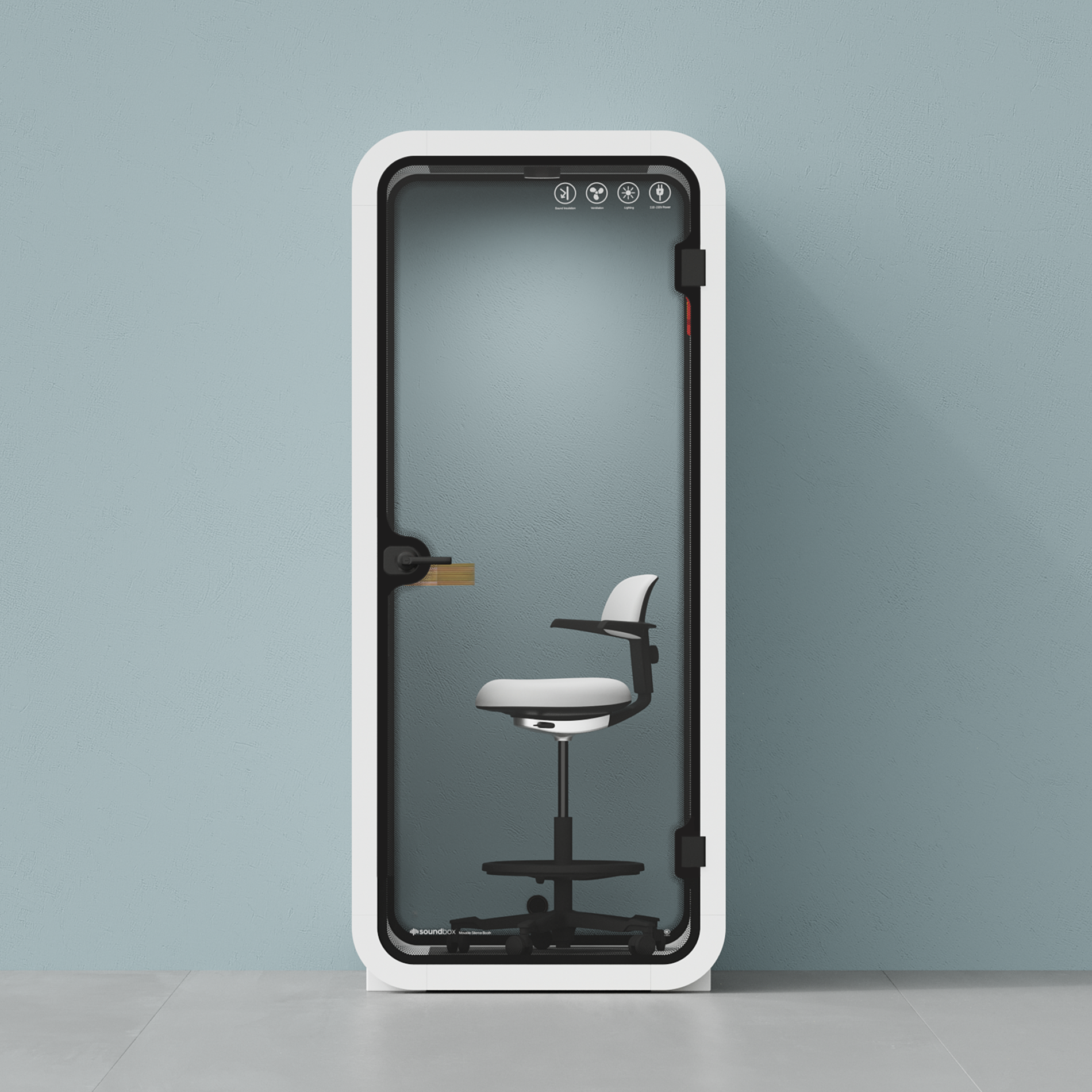 Quell Acoustic Phone BoothWhite / Dark Grey / With Furniture
