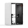 Quell - CoWorker - 2 Person Pod Sound Booth Sound Booth Store White Dark Gray Dual Zoom Room + Device Shelf + 2 Barstools