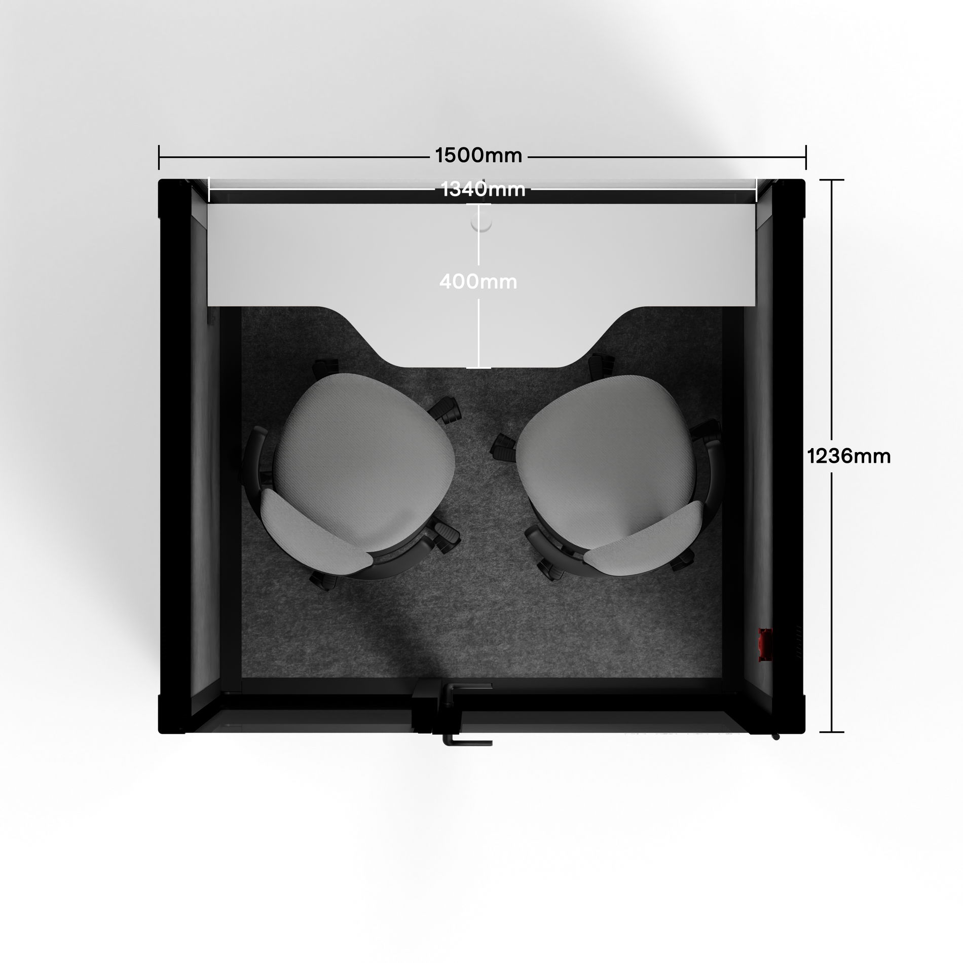 Quell - CoWorker - Pod 2 personnesBlack / Dark Gray / Dual Zoom Room + Device Shelf + 2 Barstools