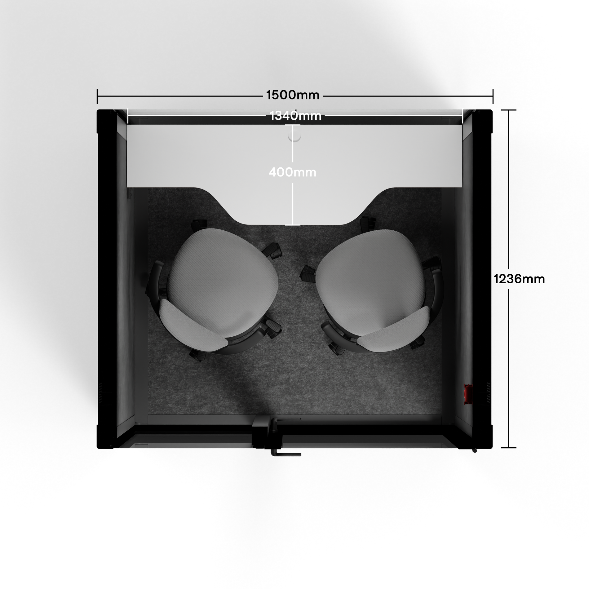 Quell - CoWorker - Cápsula para 2 personasWooden / Dark Gray / Dual Zoom Room + Device Shelf + 2 Barstools
