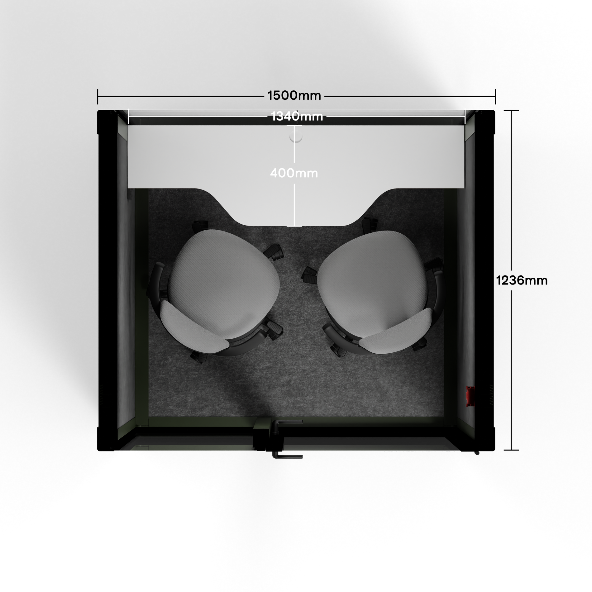 Quell - CoWorker - kapsuła dla 2 osóbDark Green / Dark Gray / Dual Zoom Room + Device Shelf + 2 Barstools