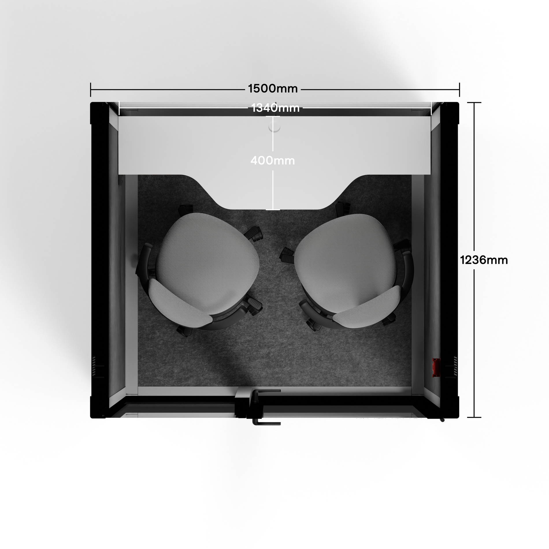 Quell - CoWorker - 2-personers poddLight Grey / Dark Gray / Dual Zoom Room + Device Shelf + 2 Barstools