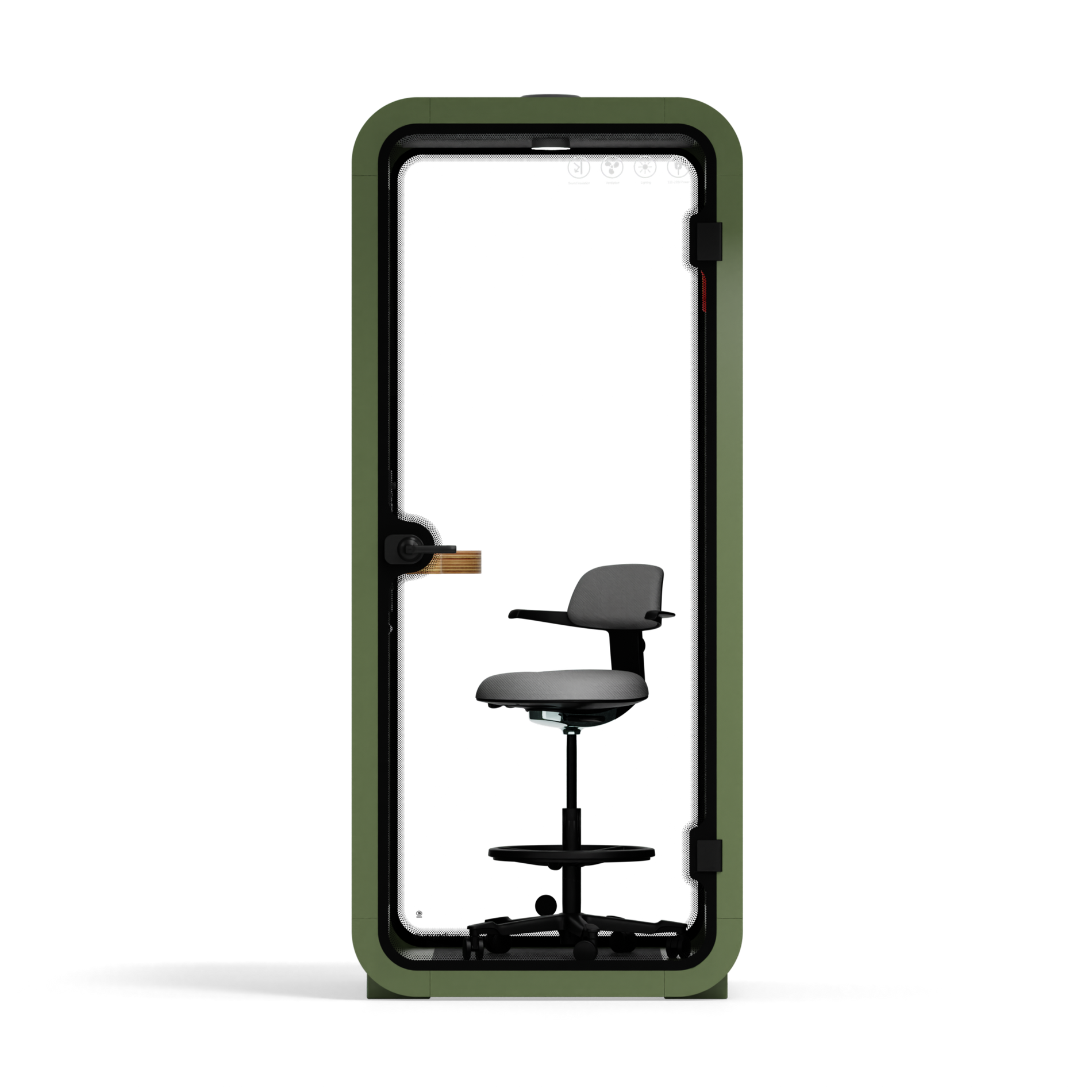 Quell Acoustic Phone BoothGreen / Dark Grey / With Furniture