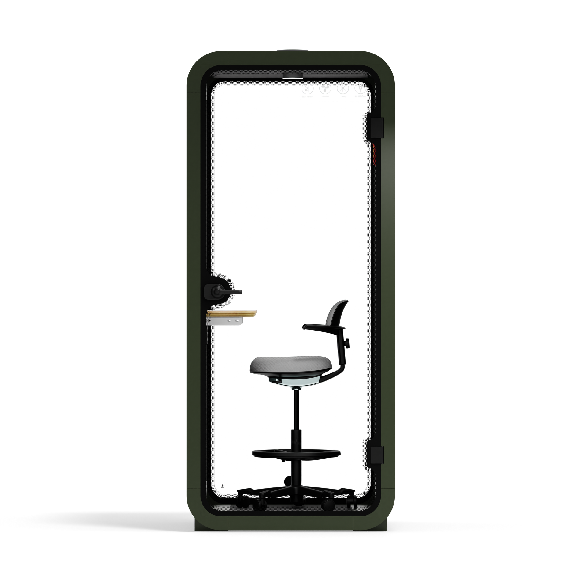 Quell Flex Phone BoothDark Green / Dark Grey / With Furniture