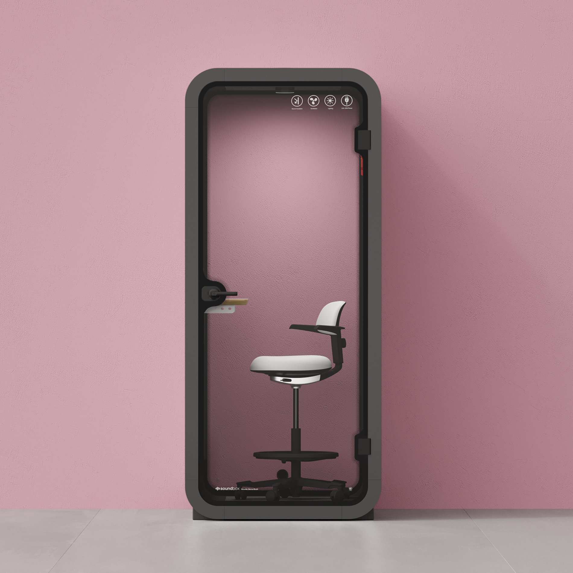 Quell Flex Phone BoothWooden / Dark Grey / With Furniture