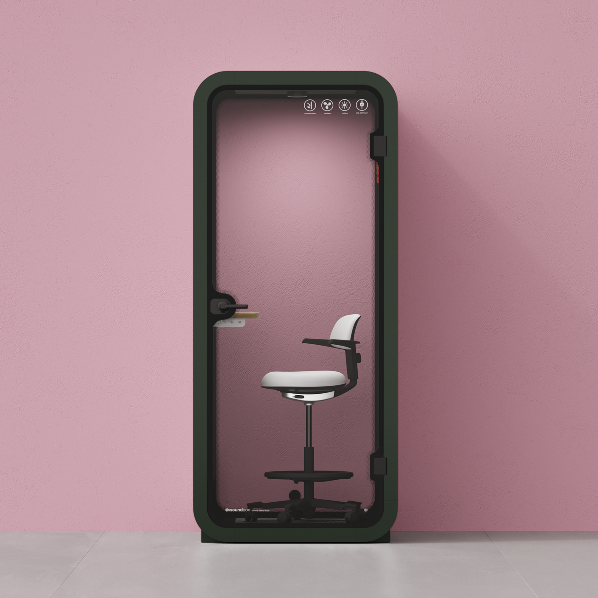 Quell Flex Einzelbüro-TelefonzelleGreen / Dark Grey / With Furniture
