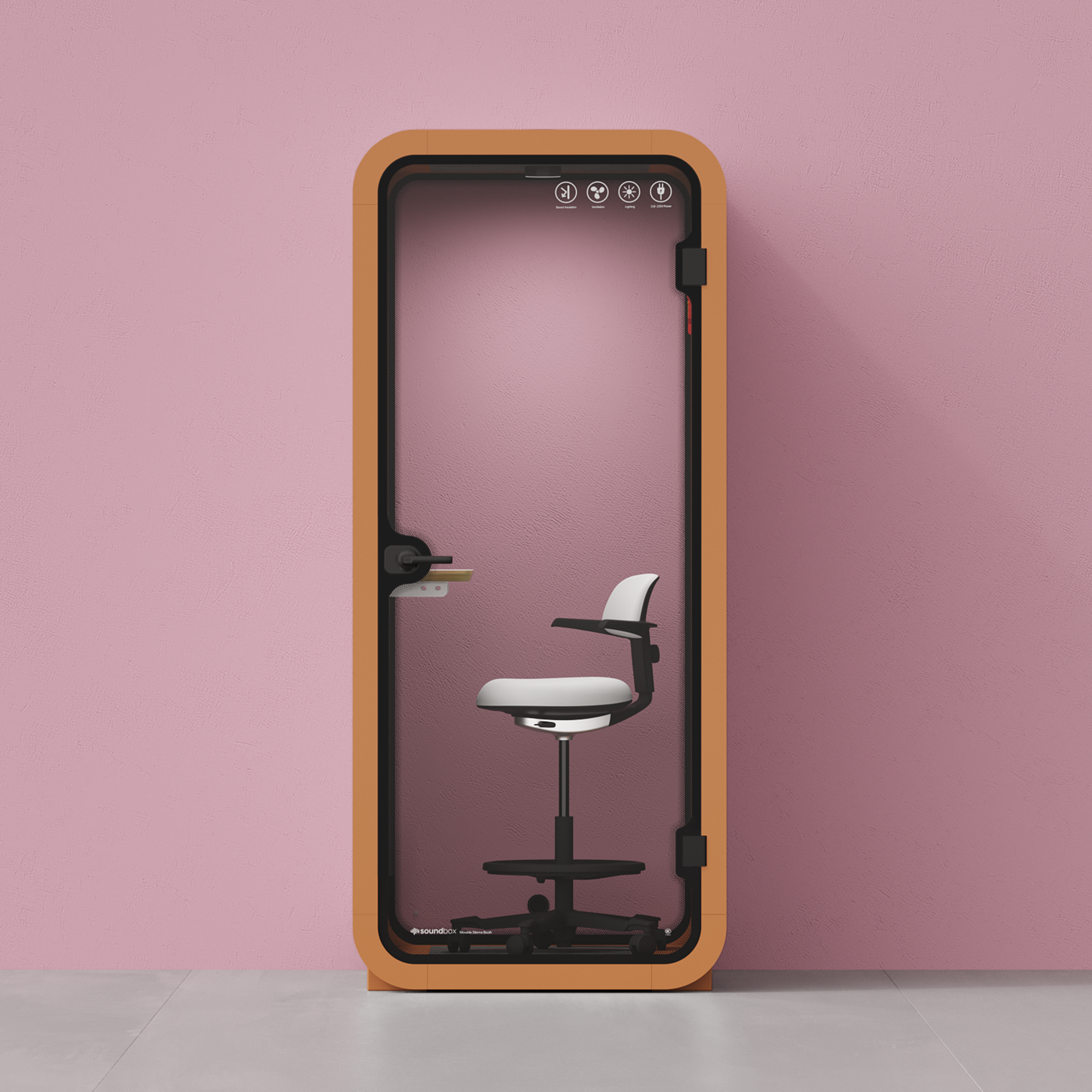 Quell Flex Phone BoothOrange / Dark Grey / With Furniture