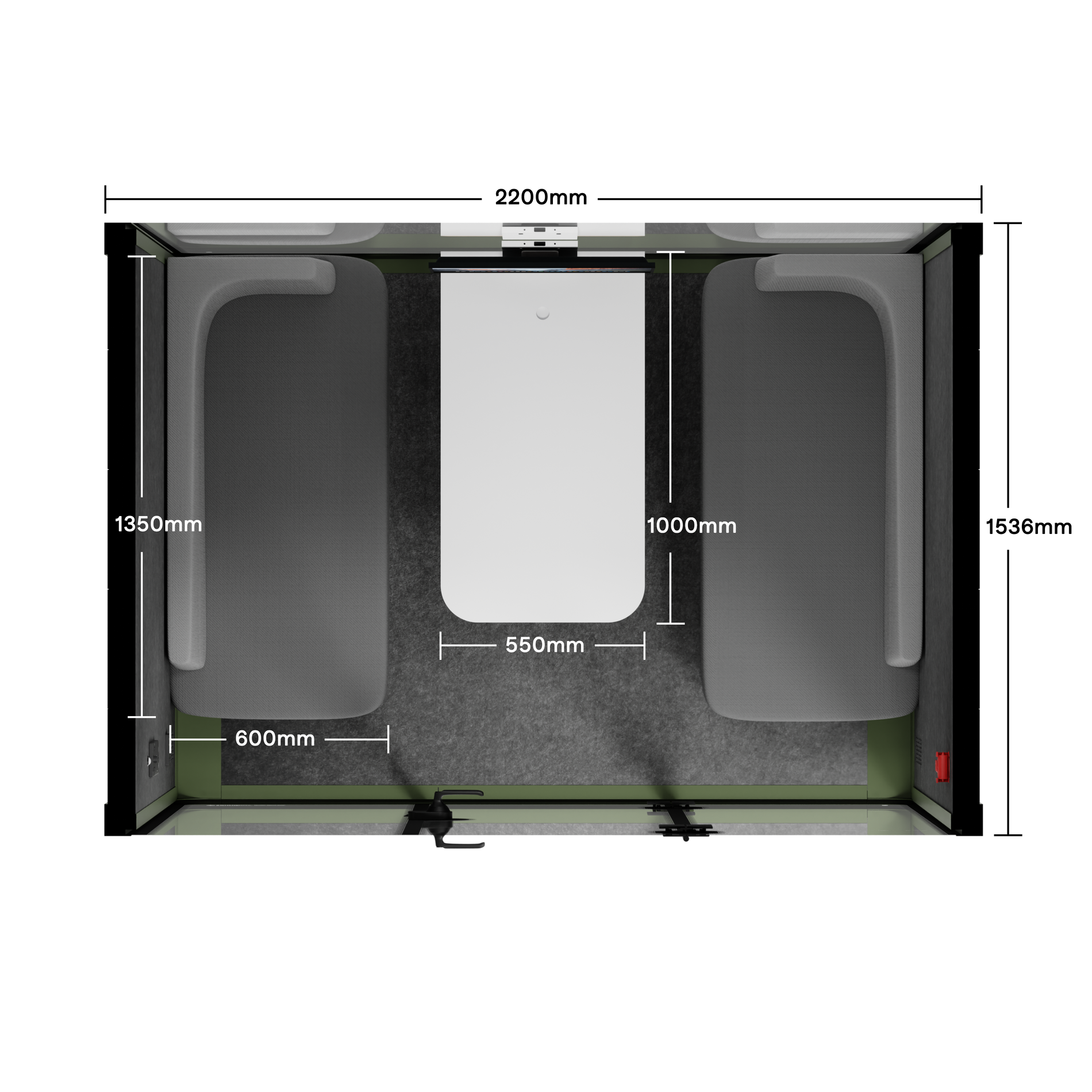 Quell - Meeting Booth - 4 PersonGreen / Dark Grey / Delux