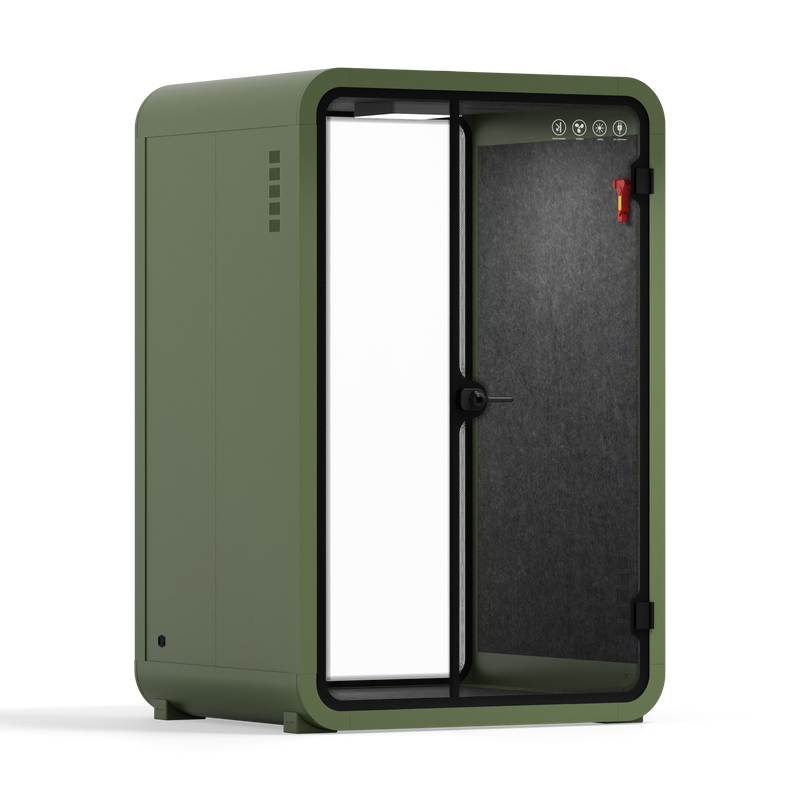 Office Phone Booth Quell - 2 PersonGreen / Dark Gray / No Furniture