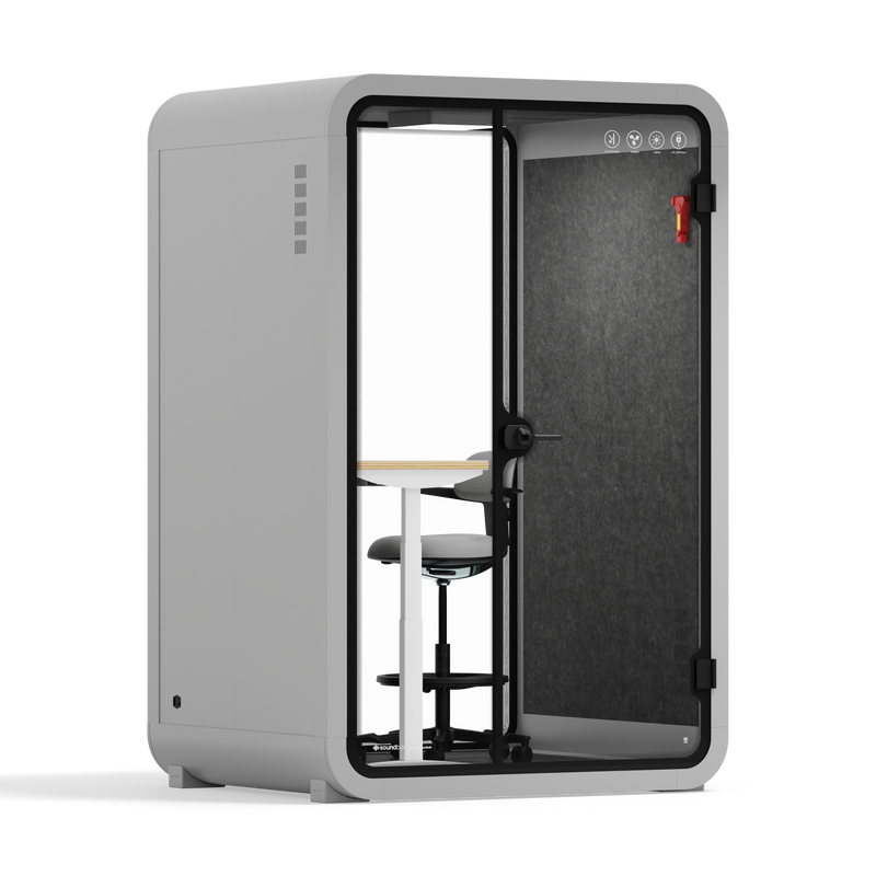 Büro-Telefonkabine Quell - 2 PersonenLight Grey / Dark Gray / Electric Adjustable Work Station + Stool