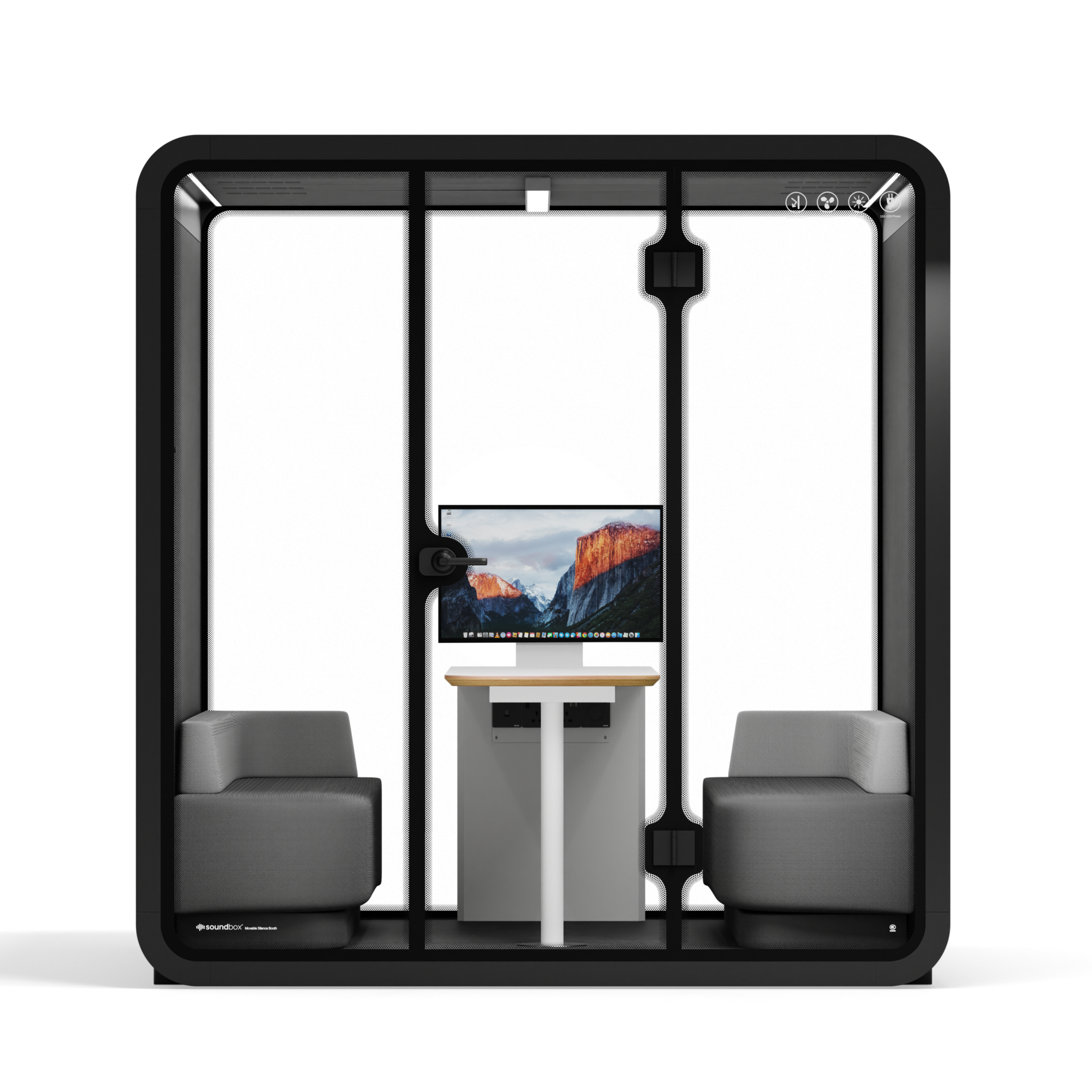 Quell - Meeting Booth - 6 PersonBlack / Dark Grey / Furniture Set 1