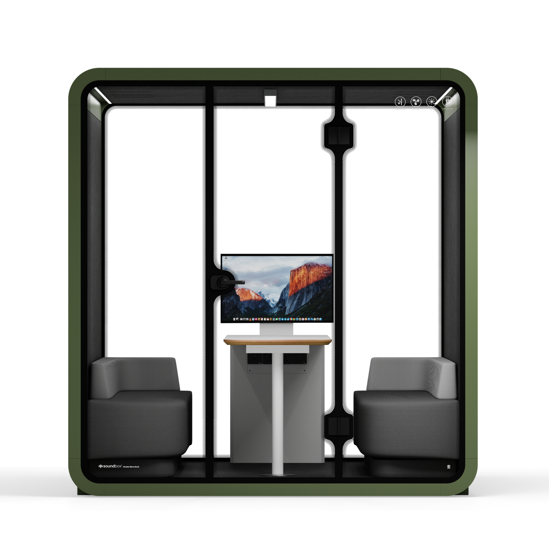 Quell - Meeting Booth - 6 PersonDark Green / Dark Grey / Furniture Set 1