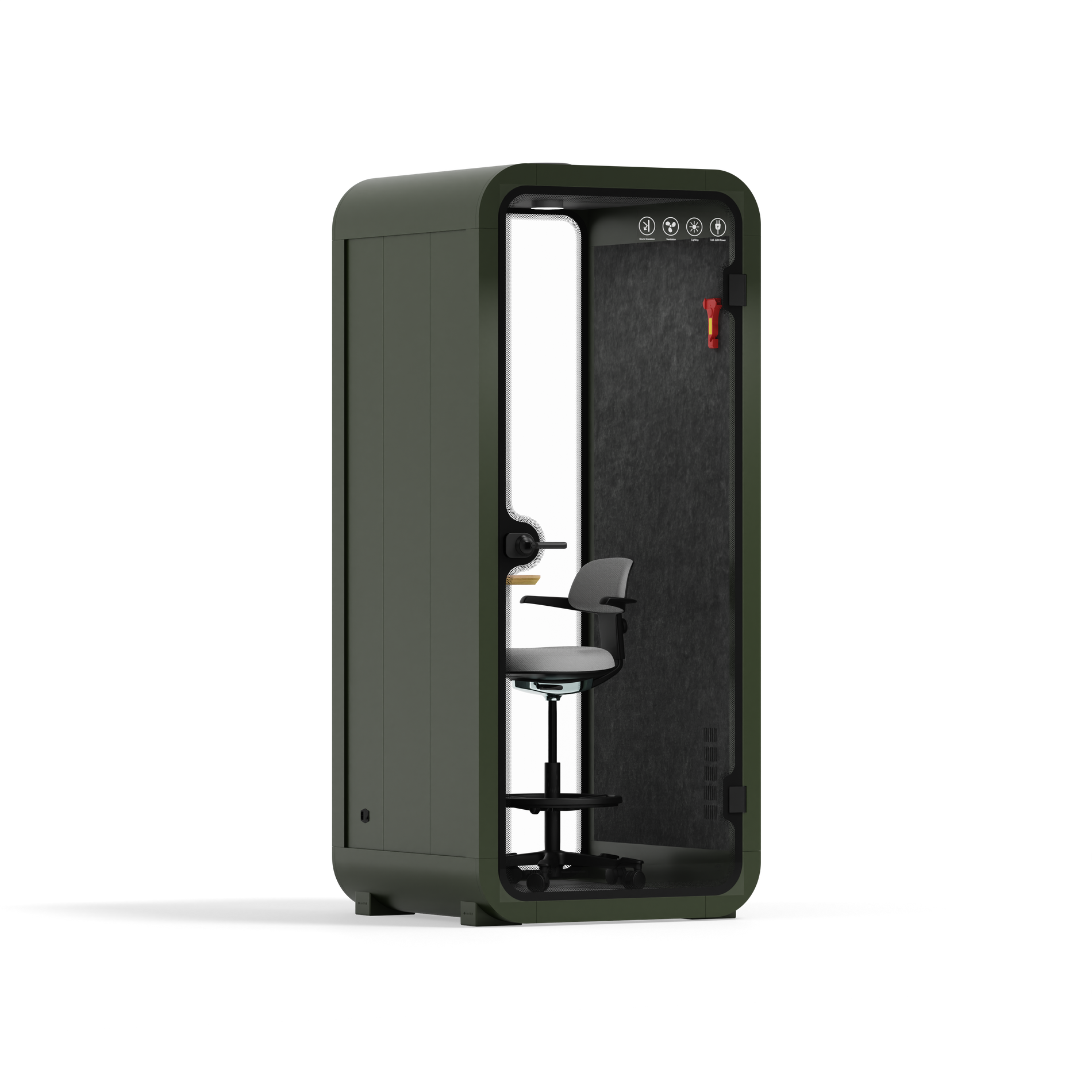 Office Pod Quell FlexGreen / Dark Grey / With Furniture