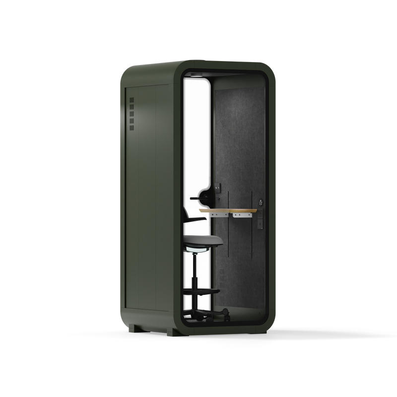 Office Pod Quell FlexGreen / Dark Grey / With Furniture