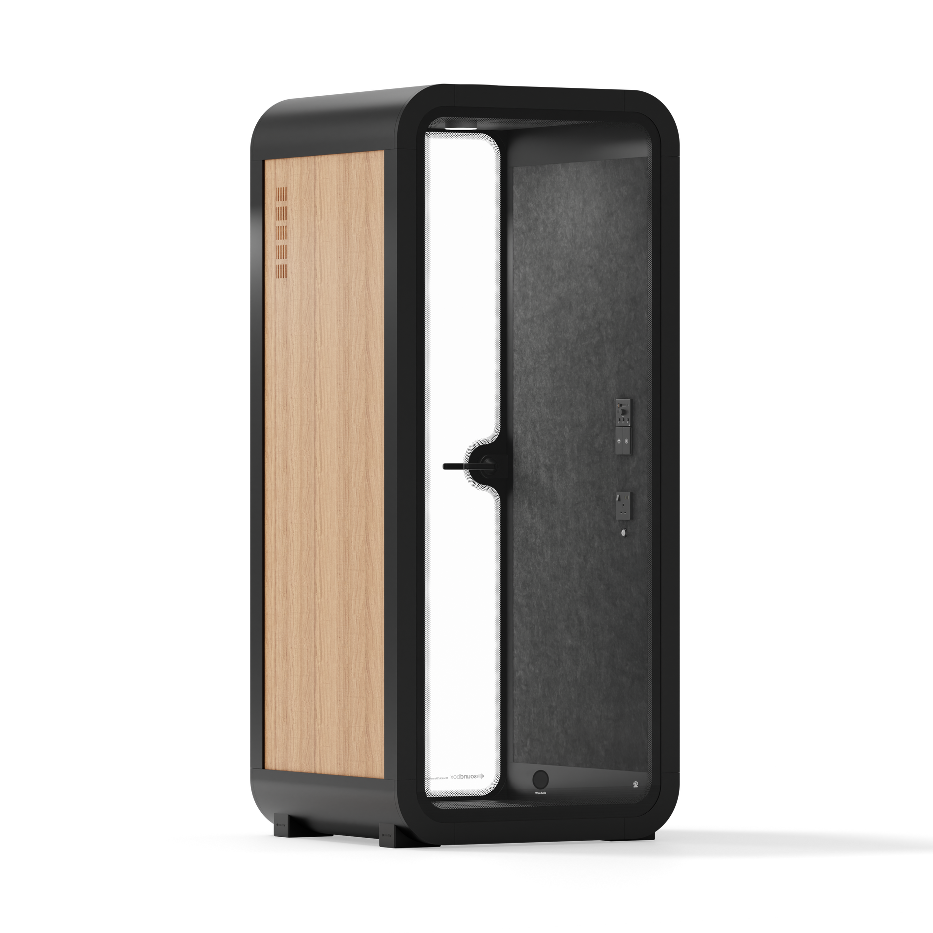 Quell Acoustic Phone BoothWooden / Dark Grey / No Furniture