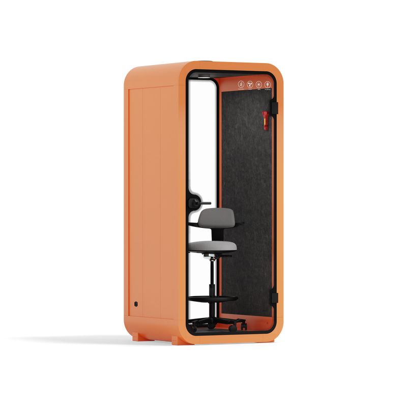 Quell Office Pod SoloOrange / Dark Grey / With Furniture