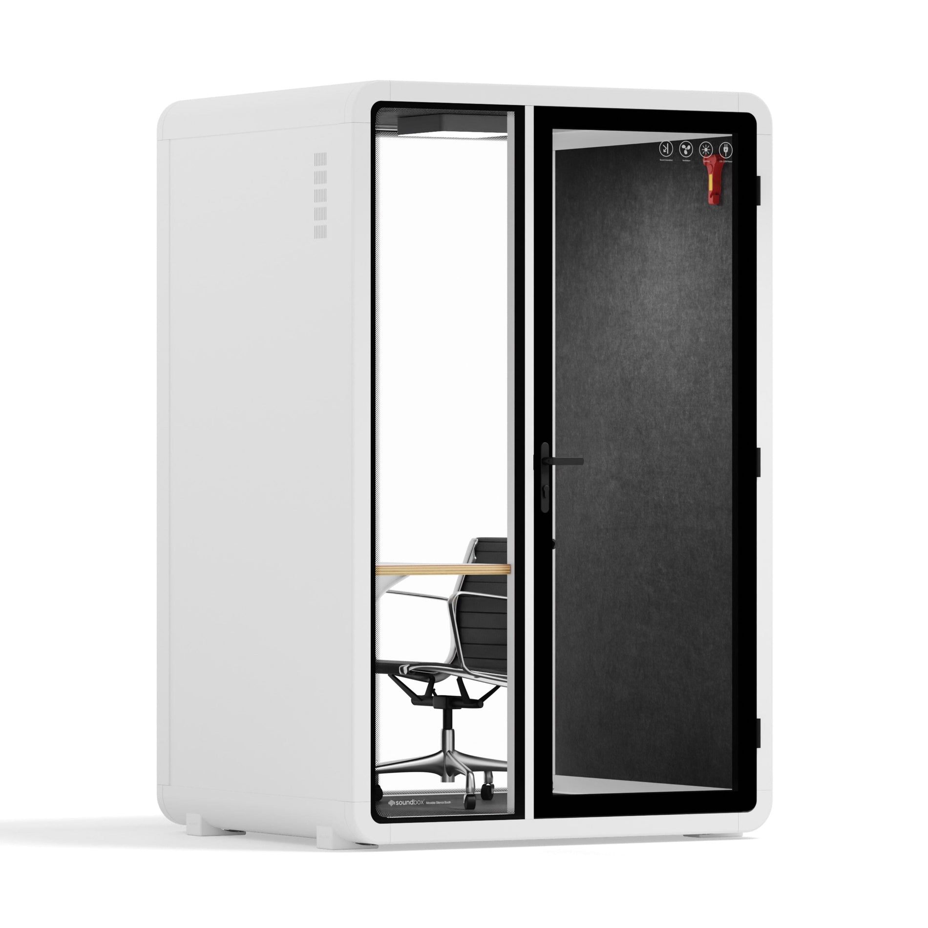 Quell - CoWorker - 2-persoons PodWit / Donkergrijs / Elektrisch verstelbaar werkstation + kruk