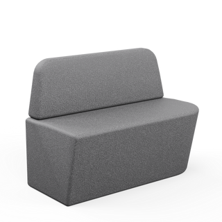 Folio 4-person booth sofa – grey acoustic add-on sofa, front three-quarter view