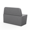 Folio 4-person booth sofa – grey acoustic add-on sofa, rear three-quarter view