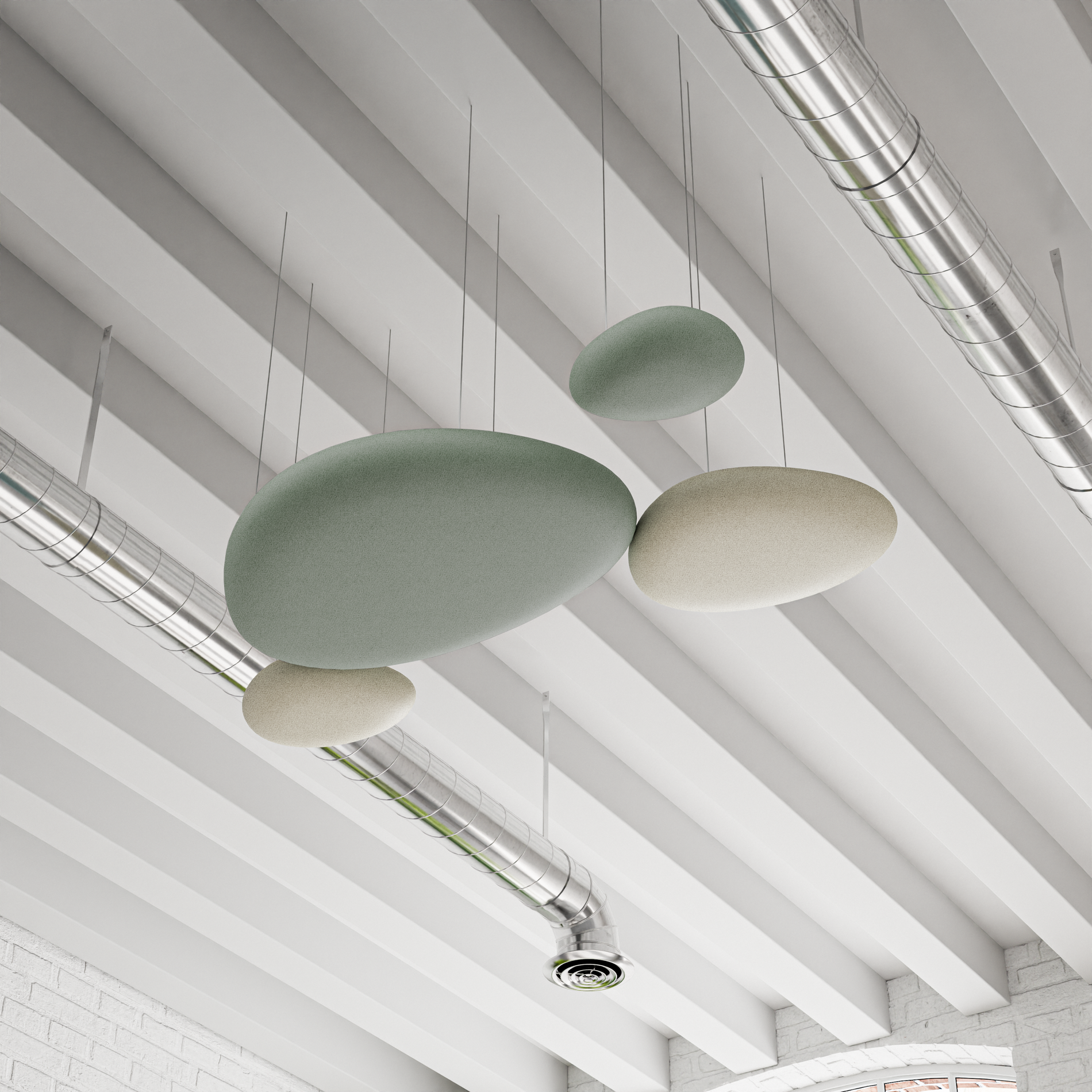 Pannelli acustici del soffitto e muroTeal / Beige