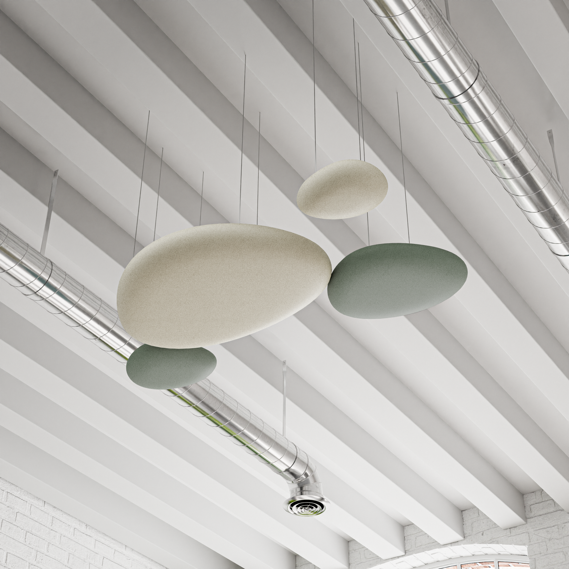 Pannelli acustici del soffitto e muroBeige / Teal